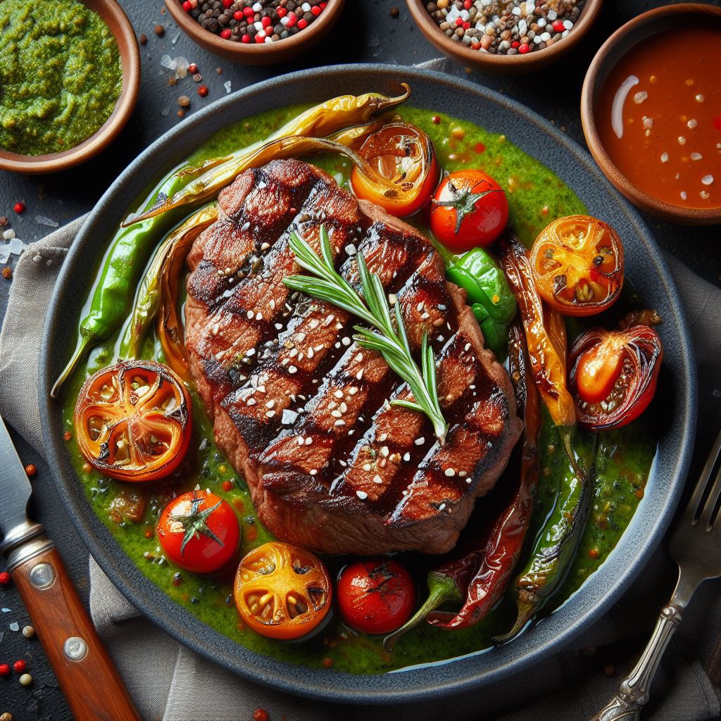 Contra Filé ao Molho Chimichurri